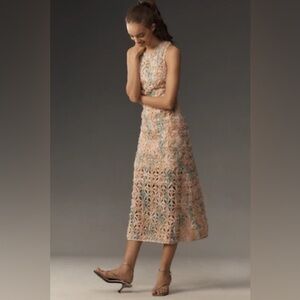 Anthropologie ENDLESS ROSE SLEEVELESS TEXTURED MIDI DRES